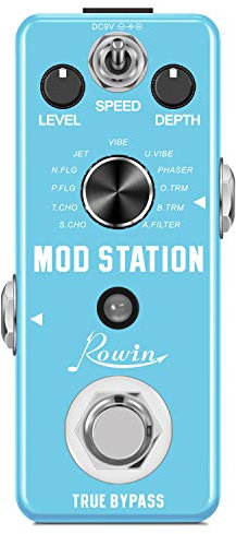 Rowin Mod Station LEF-3808 - Pedale Mod Factory per chitarra, con 11 Effetti, per Chitarra Elettrica e Basso, True Bypass