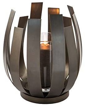 Windlicht Orfea, 28x30cm, mit Glas, Edelstahl, antik bronzefarben, von Fink