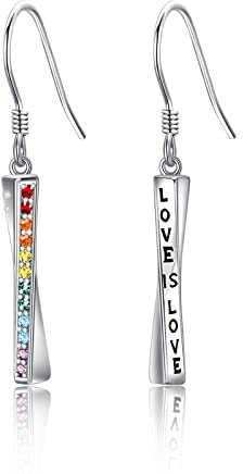 ABIGY LGBT Ohrringe Regenbogen LGBT Ohrstecker Damen 925 Sterling Silber LGBT Stolz Bar Ohrringe Liebe ist Liebe Ohrringe Homosexuell Stolz Schmuck Geschenk Weihnachten Geburtstag
