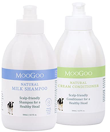MooGoo Natural Milk Shampoo & Cream Conditioner Pack - For Itchy, Dry, Eczema, Psoriasis & Dandruff Prone Scalps – SLS, Silicone, Sulfate & Paraben Free - Natural & Gentle Formula – 2x 500ml