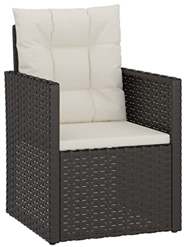 vidaXL Gartensessel mit Kissen Schwarz Poly Rattan