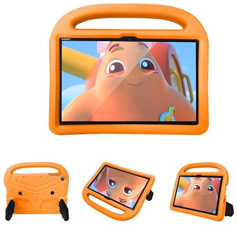 Kinderhülle für Huawei MatePad T10s/T10 10,1 Zoll, Tablet-Hülle kinderfreundlich, leicht, Griff mit Ständer, weicher EVA-Schaum, stoßfeste Schutzhülle, Orange