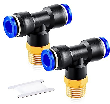 ERGAOBOY 10pcs 8mm diamètre extérieur du manchon de carte x 1/4 BSP raccord pneumatique de dérivation à trois voies