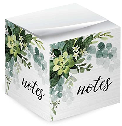 Lush Greenery Sticky Note Cube / 600 Sheets / 2.75 Memo Block Printed On 4 Sides/Trendy Botanical Design/Made in The USA