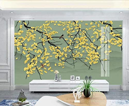 MUNXIN WALLPAPER Papier Peint Panoramique Feuille De Ginkgo Minimaliste Papier Peint 3D Intissé Decoration Murale Chambre Salon