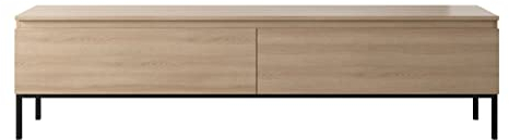 Selsey Meuble TV Armoire De Télévision 2 Portes 175 cm sur Pieds Noir Salle De Séjour Chambre À Coucher Bois De Chêne Bemmi