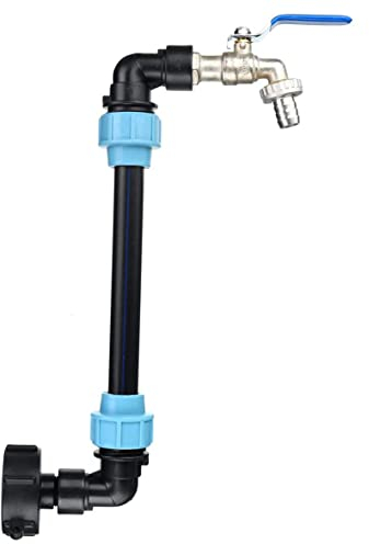 RZXBB IBC Schwanenhals Auslaufhahn - Regenwassertank IBC Tankhahn Aus Messing - S60x6 Wasserfaß Regenfass Wasserhahn Absperrhahn - IBC Adapter Mit Schwanenhals 3/4 Zoll Verbindungsset