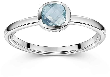 Materia Silberringe Damen 925 mit blauem Stein SR-9-58