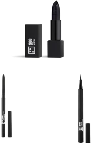 3INA MAKEUP - The Lipstick 900 + The Automatic Lip Pencil 900 + The 24h Pen Eyeliner 900 - Schwarz - Eyeliner Waterproof + Lippenstift + Lippenkonturenstift - Vegan - Cruelty Free