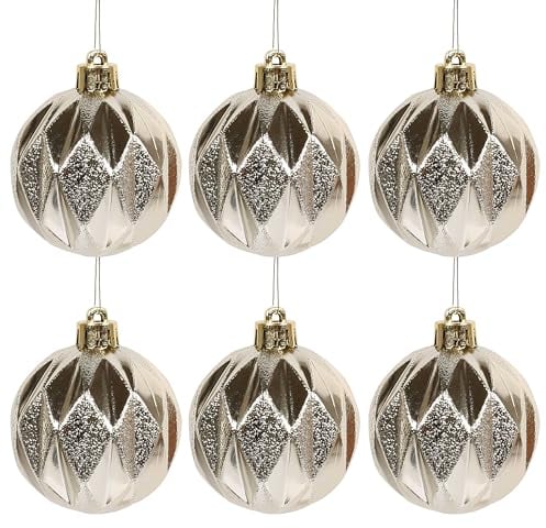 sarcia.eu Goldene Christbaumkugeln, Set aus Kunststoffkugeln, Christbaumschmuck 6cm, 6 Stück.