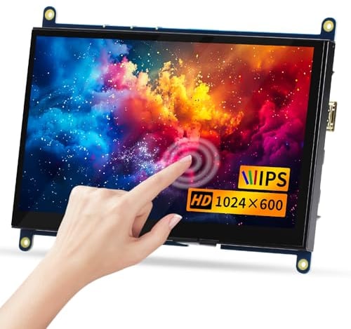CUQI 7 Pollici Raspberry Pi Touchscreen, Mini Monitor HD IPS 1024x600 per Raspberry Pi 3/4/5, PC, Windows, Fotocamera