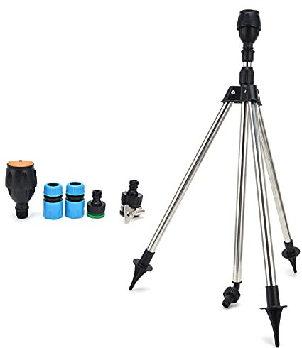 Aspersor de Riego Automático Giratorio de 360 Grados con Trípode para Riego de Jardín
