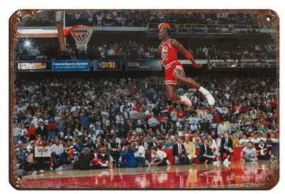 OakiTa Michael Jordan Dunk Basketballspieler Hd Poster Blechschild Vintage Metall Pub Club Cafe Bar Home Wandkunst Dekoration Poster Retro 20 x 30 cm