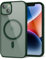 oakxco for iPhone 14 Plus Case Clear Magnetic Compatible with Magsafe, Thin Slim Transparent Non Yellowing, Hybrid Soft Silicone Bumper & Hard Plastic Protective Cover for Women, Dark Green