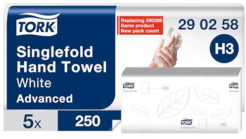 Tork Zickzack Papierhandtücher Advanced H3, weich und reißfest, 2-lagig, weiß, Advanced Qualität, 2 lagig, 1250 Papiertücher, Advanced Qualität, 290258