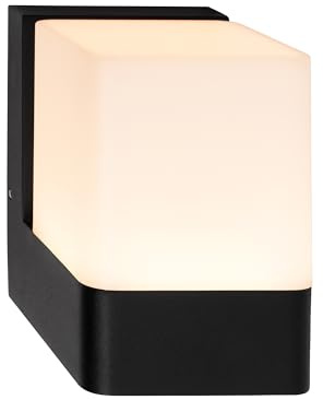 TELEFUNKEN - LED Wandleuchte Aussen mit Spritzwasserschutz, warmweiße Lichtfarbe, 10 Watt, 950 Lumen, Aussenlampe, Wandlampe, LED Strahler, Außenbeleuchtung, Außenleuchte, 11,5x11x8 cm, Schwarz
