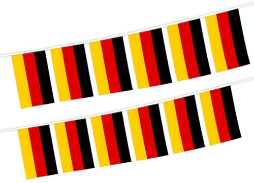 Deutschland Flaggenkette Wimpelkette, Deutschland Flagge 14x21cm Perfekte Dekorationen für Bar, Party, Festival, WM EM Euro Sportvereine (5m)