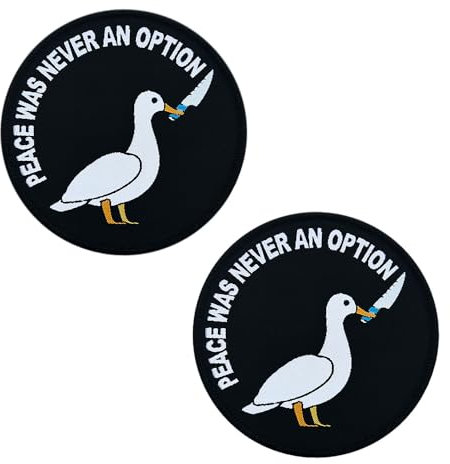 Zcketo 2 PCS Peace Was Never an Option Patch Funny MEME Duck with Knife Hook & Loop Embroidered Applique Patch for Bags Caps Backpack Uniform Vest Clothes Tactical Travel or Collect