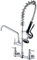 Wandarmatur Küche mit Spritzpistole, Gastro Geschirrbrause, Profi Wandarmatur 195 bis 210 mm, 635 mm hoch, Drehrohr 30 cm, Poliert