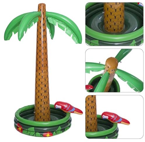 Palmier gonflable de 160 cm de haut - Jouet de décoration de piscine - Palmier gonflable - Décoration d'été - Décoration hawaïenne - Ballon de palmier - Vert/marron