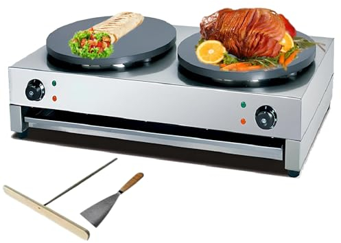GUUFUFA Máquina para Hacer Crepes con sartén eléctrica, Plancha Antiadherente para crepé Comercial de 16 Pulgadas, máquina para Hacer panqueques Grandes, Herramientas para Tortillas