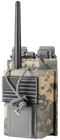 FRTKK Tactical Radio Holder Radio Holster Molle Radio Pouch Universal Radio Case Military Heavy Duty Radio Bag for Police Firefighter Two Ways Walkie Talkies Vest (ACU)
