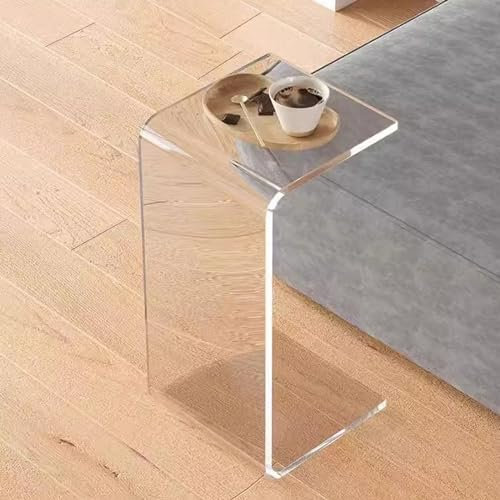 Couchtisch aus Acryl, transparenter Beistelltisch - Moderner Beistelltisch für Wohnzimmer, Schlafzimmer, Büro - Klares C-förmiges Design mit runden Kanten - Leicht zu reinigen und sicher