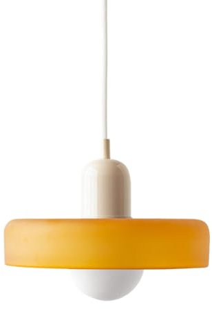 SANGPAO Décoration de la Maison Lampe à Suspension en Verre Orange Évier d'îlot de Cuisine Lampe de Plafond à Suspension Moderne du Milieu du siècle avec Ampoule Chaude Lustre Industriel Vintage pour