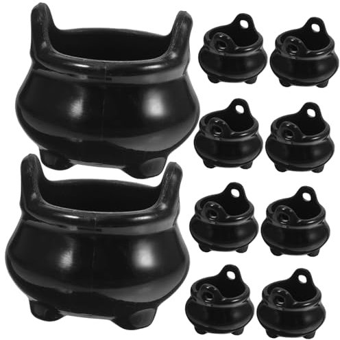 HAWILLOSCH Miniature Cauldron Pots Set of 10 Witch Cauldron Bowl for Halloween Black for Party Decorations