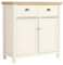 Home Source 2 Door 2 Drawer Sideboard Storage Cupboard with Metal Handles, Oak Effect, White