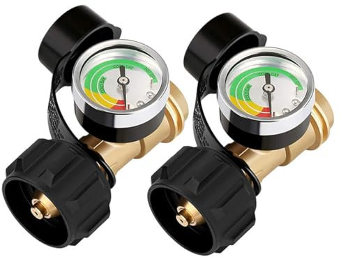 Namvo Lot de 2 régulateurs de Pression de gaz avec indicateurs de Niveau de gaz Propane, manomètres de Pression de gaz à Connexion de Type 1 pour Bouteilles de gaz, barbecues, Camping-Cars, radia
