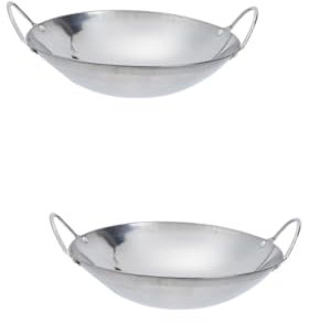 TOPBATHY 2 Pièces plancha en acier inoxydable casseroles pour cuisiner wok traditionnel chinois poêle antiadhésive poele anti adhesive induction faitout pot à anse en métal marmite Silver