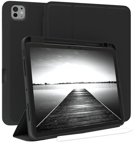 EAZY CASE - Hülle für iPad Pro 11 mit Stifthalter [Modell 2024] - 11 Zoll Hülle für iPad Pro Case - Hülle Tablet Cover - Aufstell Smartcase - Klappcase & Standfunktion - Auto Sleep Wake Up Schwarz