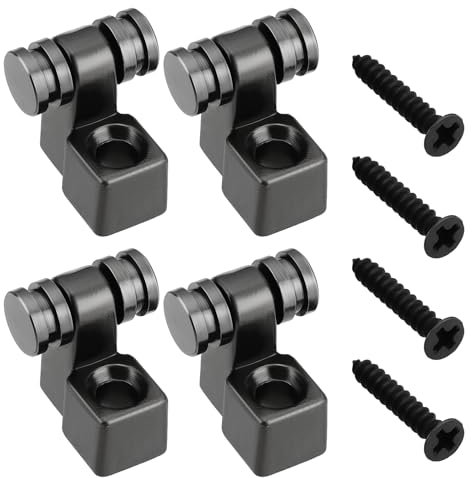 YINETTECH 4PCS Double roller string trees with mounting screws String Tree Retainer for Electric Guitars Compatible with Strat Stratocaster Tele Telecaster Compatible with Tele Start Black