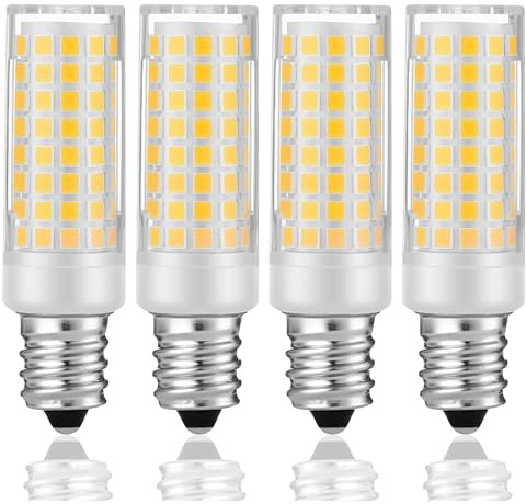 E12 LED Birne 5W-50W E12 Halogen Glühbirne äquivalent AC220V-240V für Kühlschrank, Dunstabzugshaube, Nähmaschine, Tischlampen, Hängelampen, Wandlampen, Deckenlampen Unbekannt (Warmweiss 3000k, 4Stück)