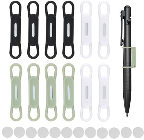 12 Stück magnetische Stiftehalter aus Silikon, Stifthalter aus Silikon | mehrfarbig, mit Eisenplatte, magnetischer Stifthalter für Kühlschrank, Whiteboard, Büro (3 Farben)