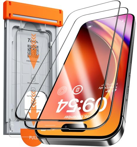TOCOL für iPhone 15 Pro für Panzerglas, 0 Blasen Laufrolle Auto-Installation Schutzglas Stoßfest 9H Härte folie Kratzfest Anti-Fingerabdruck Anti-Öl Schutzfolie für iPhone 15 Pro, 2 Stück