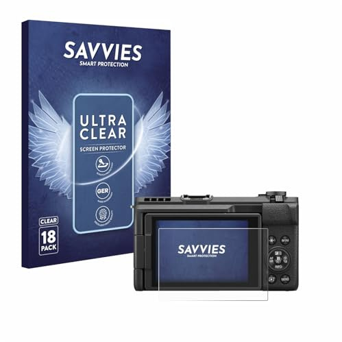Savvies 18 Stück Schutzfolie für Canon PowerShot V1 Displayschutz-Folie Ultra-Transparent