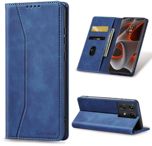 KIOTROUO Cover per Motorola Edge 50 Pro Custodia Portafoglio, Flip Libro [Slot Schede] Premium Pelle PU Wallet Case con Porta Carte Slot, Magnetica, Funzione Supporto Case per Edge 50 Pro 5G, Blu