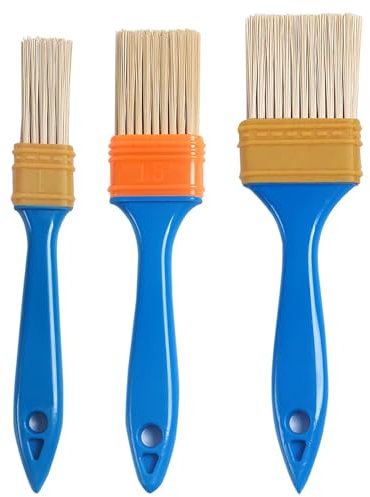 Lot de 3 pinceaux plats - Largeur : 1/1,5/2,0 - Lot de pinceaux de peinture - Pinceaux de peinture murale - Avec manche en plastique - Pour peinture de peinture, clôture, décoration (25/35/45 mm)