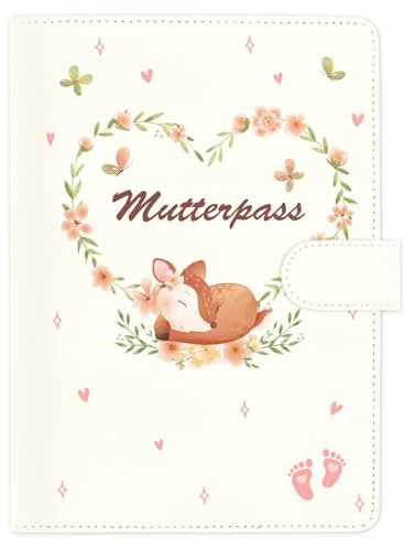 KONVINIT Mutterpasshülle Mutterpass Schutzhülle Personalisiert aus Kunstleder Organizer für Ultraschallbilder, Impfpass & Versichertenkarte,Geschenk für Schwangere & werdende Mütter