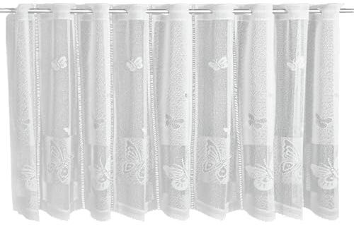 Sehlbach Bistrogardine Jacquard Schmetterlinge, Weiß, 160 x 60 cm Bistrogardine, Lichtdurchlässig, Filigrane Muster, Einfache Anbringung, Dekorativer Akzent, Charmantes Ambiente