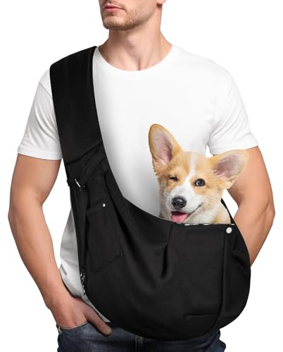 Adiwo Borsa da Viaggio per Cani, Trasportino per cani, Reversibile Borsa a Tracolla Porta Animali Domestici, per Cane/Gatto Fino a 7.5 KG, per Viaggio, Ciclismo, Passeggiata (Nero)