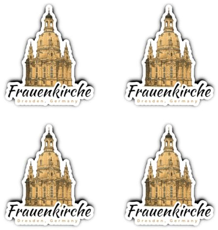 Laminierte Aufkleber: 75 mm, 4 Stück - Frauenkirche Dresden Germany UV-beständige Souvenir Sticker