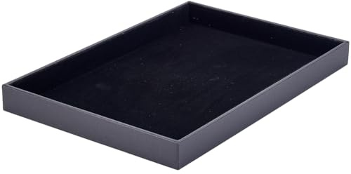 Beebeecraft sammet smyckebricka för lådor svart täckt trä visningsbrickor stapelbara smycken organiseringsbricka för halsband armband ring klocka