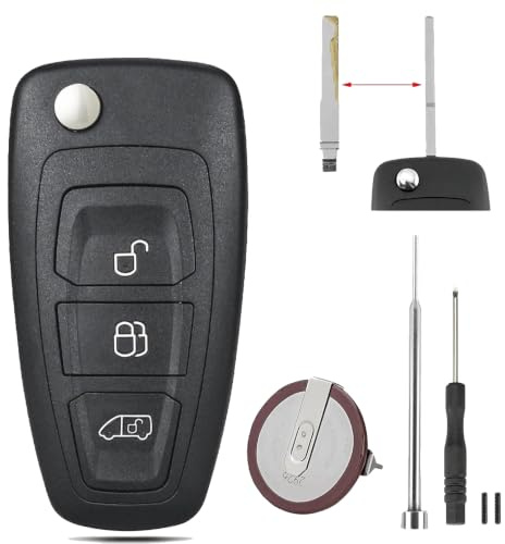 For Ford MK8 Transit Connect Custom Key Case Pin Tools VL2020 | 3 Buttons For Ford Transit MK8 Key Fob HU101 Blade Easy to Replace Rechargeable Battery