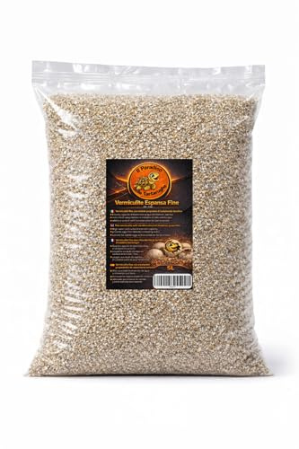 Vermiculite Espansa grana fine(5LT) per Piante Terrari, Minerale Naturale per Incubazione Uova,Giardinaggio,Substrato Aerante e Ritenz. Idrica, Senza Metalli Pesanti, Migliora la Strutt. del Suolo.