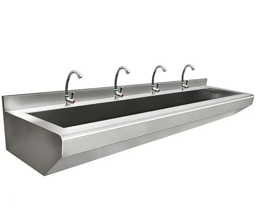 Genérico Fregadero Comercial de Acero Inoxidable 304 Resistente, Fregadero Multi estación de Pared Invisible, Fregadero utilitario Colgante de Pared para hostelería Escuela Obra Uso Exterior