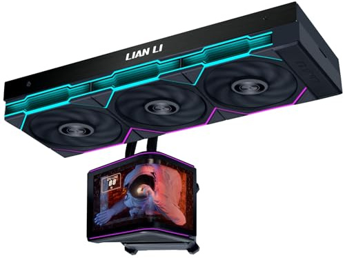 Lian Li HydroShift II OLED Curved 360 UNI FAN TL FLEX AIO Wasserkühlung Schwarz | Leiser CPU Kühler mit 360 mm Radiator, Display und ARGB für stilvolle PCs