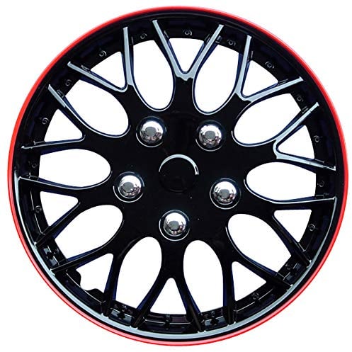 AUTO-STYLE Satz Radzierblenden Missouri 16-Zoll Schwarz/Rot umrandet